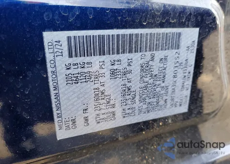 2025 Nissan Rogue Sv z USA, uszkodzony, nr VIN 5N1BT3BA3SC803552